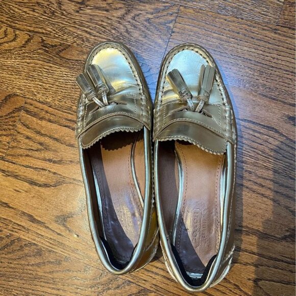 Coach Haydee Metallic Gold Loafers Size 7 - Picture 2 of 8